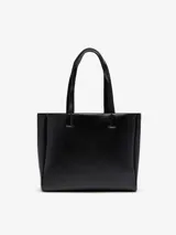 Bolso shopper negro de poliuretano con logo ovalado de Diesel en relieve.