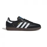 Championes Adidas Samba Og unisex, color negro con detalles en blanco y suela marrón.