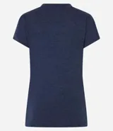 Blusa blanca de algodón con cuello en V, manga corta y bolsillo frontal.