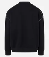 Saco de algodón con felpa color negro, con estampado de lettering japonés en blanco en el frente y bordado del logo "Sport Society" en el pecho. Presenta costuras decorativas en contraste y puños y cintura ajustados.