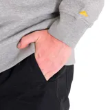 Buzo gris de algodón y poliéster con logo de Caterpillar estampado en el pecho y logo triangular en la manga.