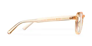 Lentes Blueblocker con montura geométrica color champagne, lentes transparentes CR39 con protección UV400 y filtro de luz azul.