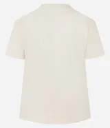Blusa básica de manga corta y cuello redondo, color blanco hueso, confeccionada en algodón sostenible.