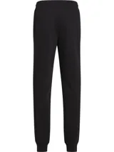 Pantalón de jogging negro de algodón, modal y poliéster, con cintura elástica, bolsillos laterales, tobillos con punto canalé y logo de Calvin Klein en la cadera.