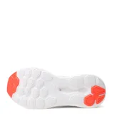 Championes New Balance Course 411 V3 para mujer, color blanco con detalles en naranja.