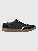 Zapatillas deportivas de mujer marca Dalila II, color rosa con detalles en beige y suela marrón.