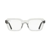 Lentes de receta Indie modelo Tune con montura cuadrada transparente y patillas grises.