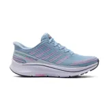Championes deportivos Skechers Slip-ins Go Run Consistent 2.0 Senna, color celeste con detalles en rosa y suela blanca.