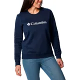 Buzo azul marino de cuello redondo con logo de Columbia estampado en blanco en el pecho.