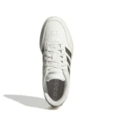 Championes urbanos Adidas Breaknet 3.0, color blanco con detalles plateados y las tres tiras características en color marrón.
