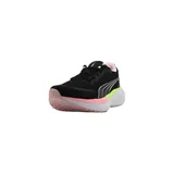 Zapatillas deportivas Puma Scend Pro, color negro con detalles en blanco, verde y rosa.