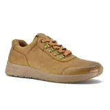 Zapato acordonado de cuero color marrón con suela de goma.