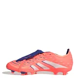 Championes de fútbol Adidas Predator League FT FG, diseño unisex en color naranja con detalles en azul y blanco.