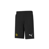 Short deportivo Puma de Peñarol para hombre, color negro, con cintura elástica ajustable, bolsillos laterales y logo de Puma y escudo del club estampados.
