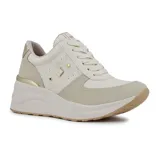 Zapatillas deportivas Via Marte Gina color beige con detalles dorados.