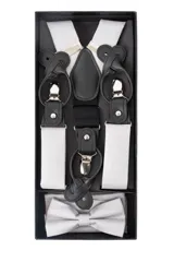 Set de tirantes ajustables de Guarnieri, incluye moña y pañuelo de bolsillo, ideal para ocasiones formales.