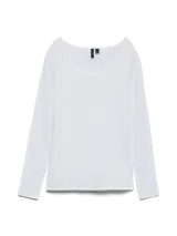 Remera blanca de mangas largas con cuello redondo y corte ajustado.