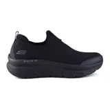 Championes Skechers D'Lux Walker Quick Upgrade, color negro, sin cordones, con tecnología Stretch Fit para mayor comodidad y plantilla de espuma viscoelástica con refrigeración por aire.