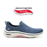 Championes Skechers Go Walk Arch Fit 2.0 Eliza, color azul marino, sin cordones, con capellada de tejido de punto Stretch Fit, plantilla Arch Fit extraíble, amortiguación Ultra Go y tecnología Comfort Pillar. Diseño vegano.