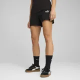 Short deportivo Puma ESS Logo, color negro con logo estampado en blanco en la pierna izquierda.
