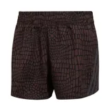 Short de mujer negro con estampado gráfico, diseñado para correr y con cintura elástica.
