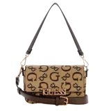 Cartera Guess Carrboro marrón con estampado del logo de la marca, correa de hombro ajustable y correa cruzada desmontable.