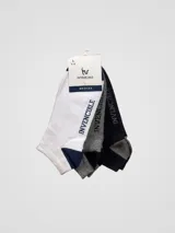 Pack de medias soquetes sport, elastizadas, disponible en colores negro, gris y blanco.