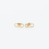 Par de aros pequeños con forma de infinito, hechos de oro amarillo 10k.