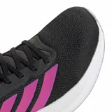 Championes de running Adidas Response Runner 2, color negro con tres franjas laterales en fucsia vibrante y entresuela blanca gruesa.