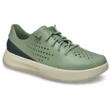 Championes Crocs Inmotion Heel Block Pacer color verde oliva con detalles en negro y beige. Fabricados con tecnología LiteRide™ y Free Feel Technology™ para mayor comodidad y flexibilidad.