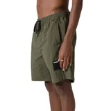 Short de baño verde militar con cordón de ajuste negro, bolsillos laterales y logo de la marca en la pierna derecha.