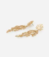 Maxi aros colgantes dorados con forma de coral, con cierre de tornillo.