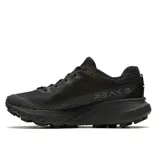 Zapatillas de trail running Merrell Agility Peak 5, color negro, con capellada de malla y TPU, cordones y cintas recicladas, cuello y lengüeta de malla, puntera protectora, forro de malla reciclada, plantilla de espuma EVA reciclada, placa de protección contra rocas, entresuela de espuma FloatPro y suela Vibram MegaGrip.