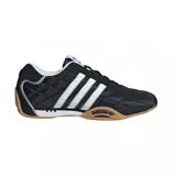 Zapatillas Adidas Adi Racer Lo negras con diseño acolchado, tres tiras blancas en los laterales y suela de goma color caramelo.