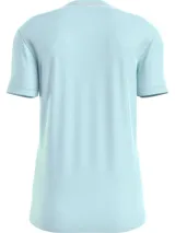 Remera celeste de corte slim con cuello redondo y logo de Calvin Klein Jeans estampado en el pecho.