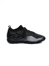 Championes de fútbol Umbro Vibe TF para hombre, color negro con detalles en gris.