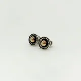Aros tipo botón de plata 925 y oro con circonias.