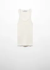 Musculosa azul de punto canalé con cuello redondo y tirantes finos.