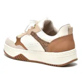 Zapatillas deportivas Via Marte Merit, color blanco con detalles en beige, marrón y dorado con glitter.