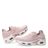 Championes rosa con diseño aerodinámico y suela gruesa, cierre de cordones.