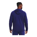 Campera Under Armour Rival Terry, color gris jaspeado, con cierre frontal completo, capucha con cordones ajustables y logo estampado en el pecho.