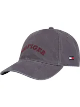 Gorra de béisbol gris de algodón lavado, con logo tonal del monotipo Hilfiger bordado en el frente y logo del monotipo Hilfiger en relieve en la tira de ajuste trasera.