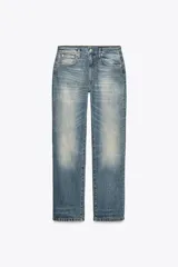 Jeans de tiro bajo con efecto lavado, corte holgado y largo hasta el tobillo.