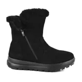 Bota corta de caña baja color gris, con interior de piel sintética y cierre lateral con cremallera.