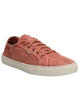 Zapatillas acordonadas color ocre, hechas en España con algodón orgánico.