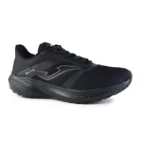 Championes de running Joma Elite 2441, color negro. Capellada de tejido transpirable con jacquard personalizado y perforaciones VTS. Refuerzos de material sintético termosellado con tecnología Joma Sportech. Entresuela de phylon flexible y suela de goma Durability.