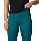 Calza larga de mujer Columbia Summit Valley color azul petróleo, con tecnología Omni-Wick, bolsillo de seguridad con cremallera, bolsillo posterior de malla, detalle de refuerzo, bolsillo sin cierre para el móvil y tiro alto.