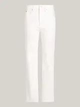 Jeans de mujer color blanco, confeccionados en denim elástico con corte bootcut.