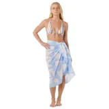 Pareo celeste con estampado abstracto en blanco.