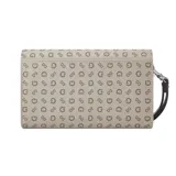 Billetera Guess modelo Niko color beige con estampado del logo de la marca en marrón.